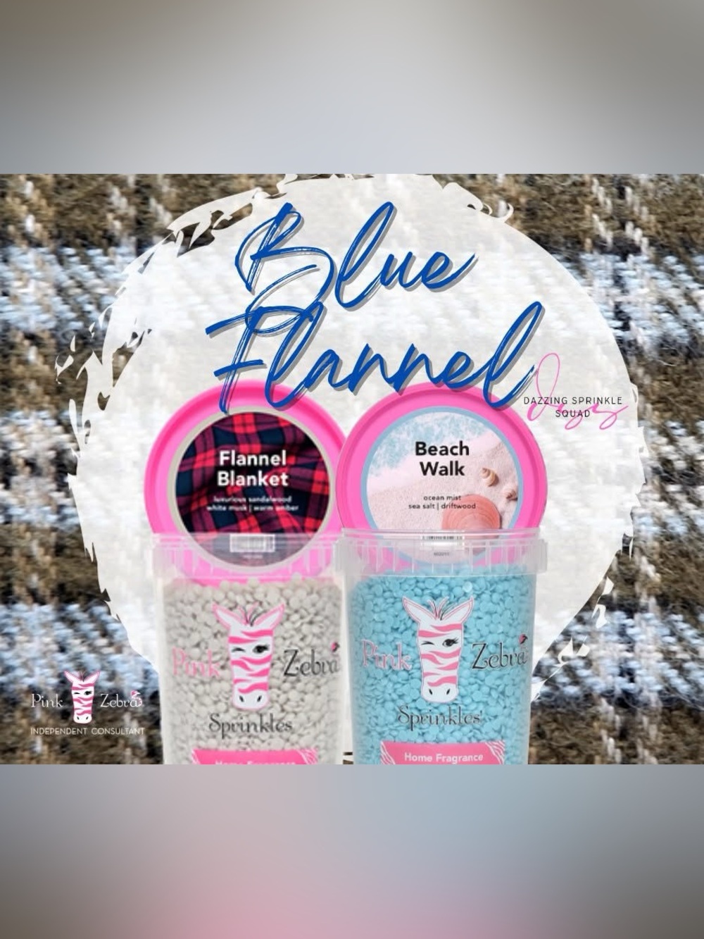 Pink Zebra Blue Flannel Blend